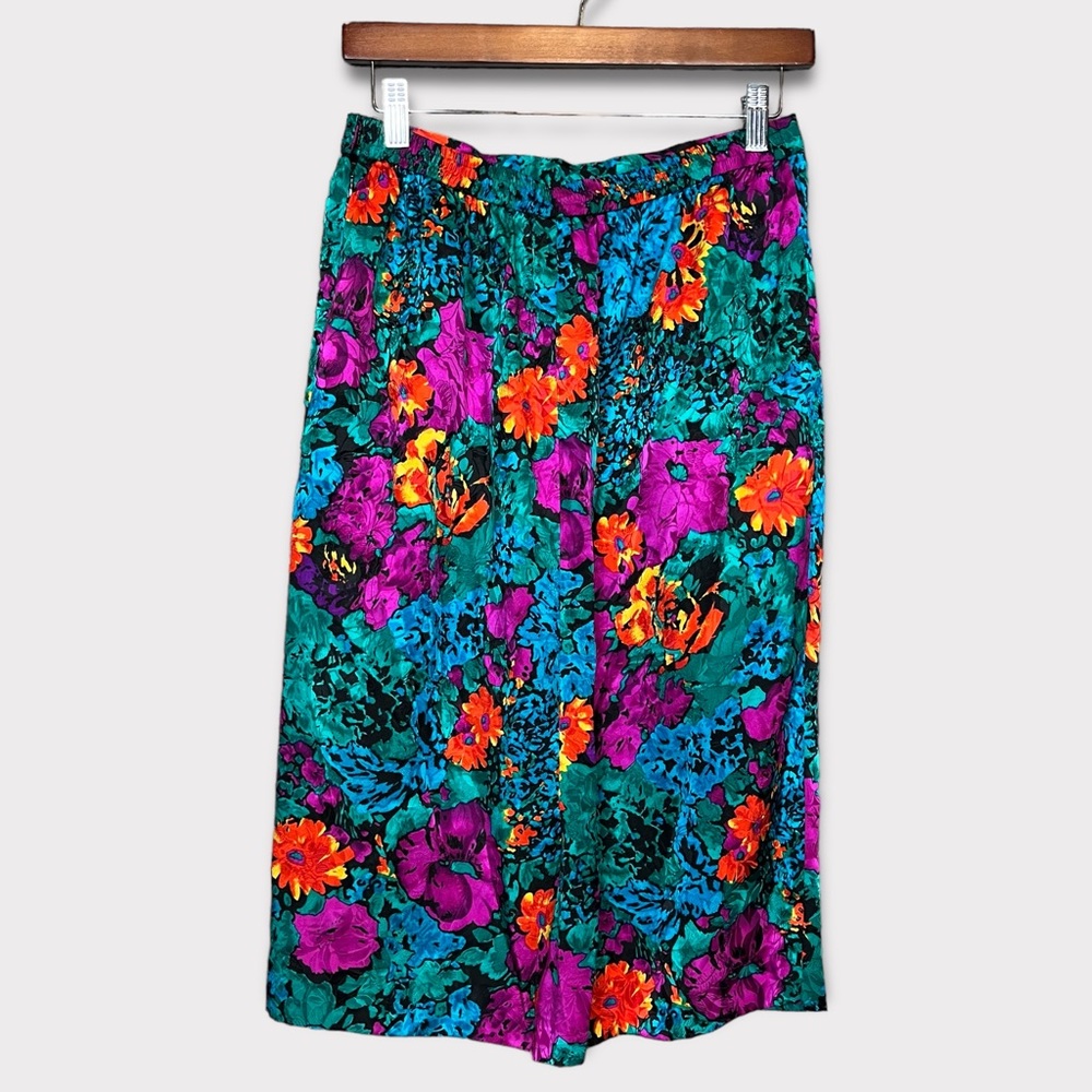 Adrianna Papell Skirt Set Size 12 Silk Floral Business Suit Vintage 80s 90s - Picture 11 of 13